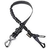 AUBELL Anschnallgurt Hund Auto,Einstellbar Haustier Auto sicherheitsgurt für Hunde, Bungee Hunde Anschnallgurt Geschirr Tether mit Clip Haken-Verschluss & Schnalle, Swivel Karabiner,Schwarz