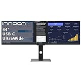 INNOCN Ultra Wide Gaming Monitor 44 Zoll, 3840 x 1080P 120Hz Bildschirm, IPS, FreeSync Premium, HDR, 10 bit Farben, △E＜2, USB-C 65W, Höhenverstellbar, Foto Videobearbeitung, Schwarz, 44C1G