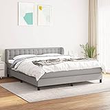 Tidyard Boxspringbett mit Matratze Bettrahmen Jugendbett mit Lattenrost Gästebett Polsterbett Bett mit Kopfteil Schlafzimmerbett Designerbett Doppelbett/Einzelbett Hotelbett Hellgrau 160x200 cm Stoff