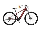 Fischer E-Mountainbike MONTIS 7.0i Elektrofahrrad für Damen und Herren, RH 49 cm, Mittelmotor 70 Nm, 36 V Akku, Purpurrot, 49cm-630Wh