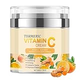Kurkuma Vitamin C Anti-Aging Gesichtscreme, Kurkuma Feuchtigkeitscreme für das Gesicht, Reduziert Falten und Augenringe, Pflegt fahle Haut, Spendet Feuchtigkeit und regt die Kollagenproduktion an