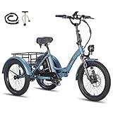Fafrees Dreirad e Bike F20 Mate, Upgrade 2025 E-Bike 3 Rad 48V 18.2Ah Akku, E Bike Klapprad 20 * 3.0 Zoll, 65N.m Elektro Dreirad Lasten für Erwachsene (Standard, Blau)