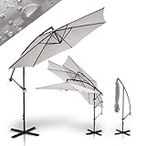 Raburg Ampelschirm, XXL Gartenschirm 3m x 3m, 160g/m2, 11 kg, 4 Stufen neigbar, mit Sonnenschutz UV50+, leichtgängiges Kurbelsystem, Aluminium & Stahl, platzsparend faltbar, Helios Easy, Silber-Grau