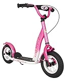 BIKESTAR Roller Kinderroller Tretroller Kickscooter mit Luftreifen für Mädchen ab 4-5 Jahre | 10 Zoll Classic Kinder Scooter | Pink & Weiß | Risikofrei Testen