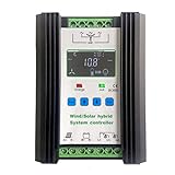 SolaMr 1000W Solarladeregler Wind Energy Solar Hybrid Laderegler 12V/24V Automatische Identifikation mit LCD Display - Wind: 600W + Solar: 400W