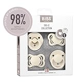 BIBS Schnuller 4er-Pack, Try it starter pack, BPA-frei, Kirschform, Symmetrische und Kiefergerechte Sauger. Naturkautschuk/Latex, Hergestellt in Dänemark. 0+ Monate (4er pack), Ivory