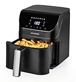 Rachs KOCHWERK Digitale Heißluftfritteuse 4L | Airfryer mit Touchscreen für fettarmes Garen, Grillen oder Backen ohne Öl | Erinnerungsfunktion zum Wenden | Leichte Reinigung | 1400W