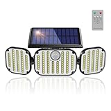 Electight Solarlampen für Außen, Solarleuchte mit Bewegungsmelder, Solar Strahler Solarleuchten mit Fernbedienungen, 3000 LM, 270° Weitem Beleuchtungswinkel Wandleuchte für Garten, Garage, Hof, Rasen