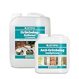 HOTREGA Grünbelagentferner 1:3 Konzentrat 5L + Anti-Grünbelag Imprägnierung 2L | Entfernt Algen und Beläge | Effektiver Schutz vor Neubefall