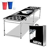 UISEBRT Beer Pong Tisch Set - Beer-Pong Komplett Satz Klappbarer Audio Table Höhenverstellbar Trinktische inkl. 50 Rot & 50 Blau Becher, 5 Bälle, Kratz und Wassergeschützt für Festival Party