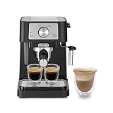 De'Longhi Stilosa EC 260.BK – traditionelle Siebträgermaschine inkl. Tamper, Espressomaschine mit professionellem Milchaufschäumer, für Espressopulver oder ESE Pads, 1 l Wassertank, schwarz