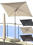 4smile Sonnenschirm Balkon 200x125 cm mit Schirmhülle, Beige - UV50+ Sonnenschirm rechteckig knickbar höhenverstellbar, Sommer Schirm für Sonnenschutz Balkon als Ersatz für Ampelschirm