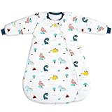 Schlafsack Baby Winter, Baby Schlafsack 3.5 Tog mit Abnehmbaren Langen Ärmeln Bio Baumwolle Babyschlafsack für Säuglinge Kleinkinder, 9-18 Monate