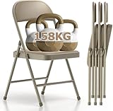 Asdsed Klappstühle 4er Set, Klappstuhl Gepolstert bis 158KG Tragfähigkeit, Klappstühle Metall mit Starker Stahlrahmen, Klappsessel für Küche, Esszimmer, Balkon, Innen- und Außen