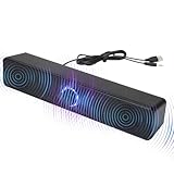 Soundbar Speakers, Auto Volume Boost Wireless Sound System, Immersive Audio Experience, Deep Bass Speaker for Projector, TV, Laptop, Desktop, and Computer, 11.65x2.17x2.36 Inches
