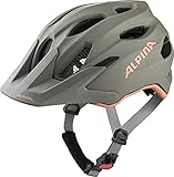 Alpina Carapax JR. Flash - Beleuchteter, Leichter und Sicherer LED Fahrradhelm Mit Fliegennetz Für Kinder, Moon-Grey-Peach matt, 51-56 cm