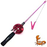 Mega Fishing Kinderangel Krebsangel 40cm - Kinder Strand & Urlaub Angel - Krebs & Krabben Rute - Schwarz/Grün/Pink (Pink)