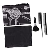 SAFIGLE 5 Stück Friseurwerkzeug-Set Kamm Haarstyling -Werkzeuge Salon CAPES Haarschneidkap haarschneideschere set haarschneide umhänge Haarschneidebinsel Friseur Hals Duster Pongee Black