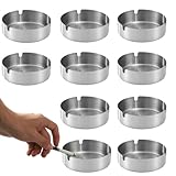 10 Stücke 8cm Aschenbecher Edelstahl,Tischplatte Aschenbecher,Moderne Tischplatte Aschenbecher,Silber