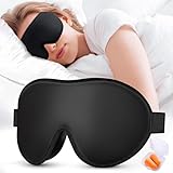 cozslep 3D Schlafmaske für Herren und Frauen, für Seitenschläfer,100% Lichtblockierende Schlafbrille, Weiche und Atmungsaktive Memory Schaum Augenmaske mit Ohrhörern für Reisen,Nickerchen