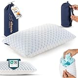 Alkamto Kühlendes Memory Foam Reisekissen–Verstellbares Gel für Individuelle Unterstützung–Beidseitig Eis-Seide & Weiches Rayon– eicht, Komprimierbar, OEKO-TEX Zertifiziert, Ideal für Reisen & Camping