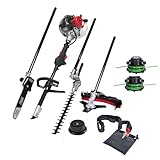 Scheppach Benzin Motorsense MFH5200-4P (1,8 PS, 4in1 Multitool für Garten - Rasentrimmer, Heckenschere, Hochentaster, Kettensäge, 250mm Schwert/Kette, schwenkbar) inkl. 2 Tricord Fadenspulen