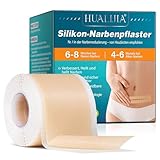 Silikon-Narbenpflaster (1.6''x75''-1.9m), Silicone Scar Tape für C-Sektion, Operationen, Verbrennungen, Keloid & Akne– Hautfreundlich, Atmungsaktiv, Wasserfest