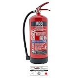MBS FIRE - Wassernebel-Feuerlöscher – 6 Liter – Für die Brandklassen A, F – Mit praktischer Wandhalterung – inkl. aktueller Prüfplakette