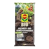 COMPO BIO Hochbeet- und Gewächshauserde torffrei, ideal für komfortables Gärtnern - besonders hoher Humusanteil für eine 5-wöchige Nährstoffversorgung 60L