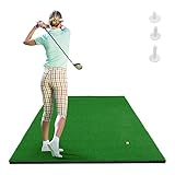 COSTWAY 150 x 100cm Golf Abschlagmatte, Golf Übungsmatte inkl. 3 Gummi-Tees, Golfmatte mit 2 Abschlagpositionen, für Indoor und Outdoor