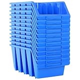 LVHUIDEH 14er Stapelboxen Set, Werkstatt Garage Sichtlagerboxen mit Etikettenhalter 20.4 x 34 x 15.5 cm Lagerboxen Sichtlagerkästen Kleinteile Aufbewahrung Stapelbox Kunststoff Blau