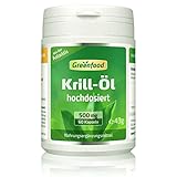 Greenfood Krill-Öl, 500 mg, 60 Kapseln, hochdosiert - reich an EPA und DHA - für Herz, Sehkraft und Gehirn. OHNE künstliche Zusätze. Ohne Gentechnik. Softgel-Kapseln.