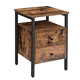 HOOBRO Nachttisch, Beistelltisch, Nachtschrank mit 2 Schubladen, 40 x 40 x 61 cm, Nachtkommode, Leicht Montierbar, Stabiles, Dunkelbraun EBF43BZ01G2