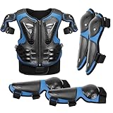 5 Stück Motorrad Schutz Jacke,Kinder Motorrad Rüstung Mit Knieschoner Ellbogenschoner Brustpanzer Racing Für Outdoor Sport - 4/6/8/10/12/14 Jahre, Blau Schwarz