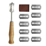 LSYYSL 1 Stück Brotmesser mit Holzgriff mit 10 Edelstahlklingen und 1 Schutzetui, Teigschaber, Brotschneider für Brotschnitzerei, Brotbacken
