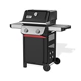 Weber Spirit E-210 Gasgrill, 2 Brenner, 51 x 46 cm Grillfläche, Warmhaltegitter, integriertes Thermometer, 2 Räder - schwarz/silber (1500835)