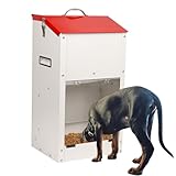 Svauoumu Futterautomat für Hunde - Fassungsvermögen 11 kg, mit Deckel Zum Schutz des Futters, Nagetiersicheres Design, Geeignet für den Außeneinsatz (55X25X29)