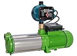CHM GmbH® Gartenpumpe Edelstahl Kreiselpumpe 1100 Watt 6 Bar 5100 L/h Wasserpumpe mit Druckschalter und Trockenlaufschutz