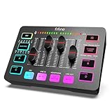 FIFINE Gaming Audio Mixer für PC, RGB Soundkarte für XLR Mikrofon, Audio Interface für Streaming Musiker, Mischpult für Gamer Creators Live YouTube, Individuelle Steuerung, Voice Changer
