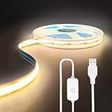 ZSLAIFU A 5 V USB-LED-Lichter für Spiegel, weiße LED-Lichter für Schminkspiegel, Berühren Sie den Schalter, Cob-LED-Lichtstreifen, Schminklichter für Schminktisch, Spiegel-LED-Lichtleiste (warm 2 m)