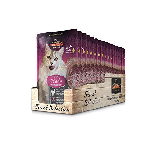 Leonardo Frischebeutel [16x85g Huhn pur] | Getreidefreies Nassfutter für Katzen | Feuchtfutter Alleinfutter im Einzelportionsbeutel