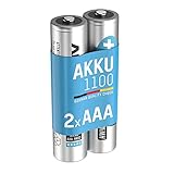 ANSMANN Akku AAA Micro Typ 1100mAh - 1,2V - Leistungsstarke NiMH AAA Akkus für Geräte mit hohem Stromverbrauch - wiederaufladbare Batterien AAA ideal für Blitzgerät Kamera & Fernbedienung - 2 Stück