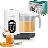 LIONELO BABYMENU Multifunktionale Küchenmaschine zur Zubereitung von Babynahrung 300 4 Programme Dämpfen, Mixen, Erhitzen, Auftauen, Online-Rezepte, Weiß