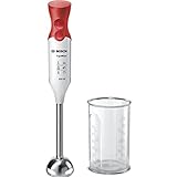 Bosch Hausgeräte MSM64110 ergonomischer Stabmixer mit Edelstahl-Mixfuß QuattroBlade (450 W) Rot, Weiß