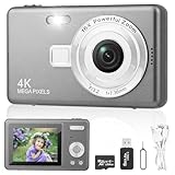 Digitalkamera Fotokamera mit 64GB Karte, 1080P FHD 40MP Kinder Kamera 2.4' LCD, Wiederaufladbare Kamera fotokamera mit 8X Digitalzoom digicam für Kinder, Erwachsene, Mädchen, Jungen (Dunkelgrau)
