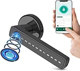 Türschloss Fingerabdruck, Smart Lock, Elektronisches Türschloss - Für Türen mit einer Stärke von 35-55 mm – smartes Türschloss – Per App gesteuert – mit Rosette und 2 Magnetkarten - Schwarz