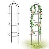 YAOBLUESEA Rankhilfe Obelisk aus Beschichtetes Metall, Rosen Obelisk Rankobelisk Rosenobelisk Rankturm Rankgitter für Kletterpflanzen Blumen Garten, Grün 190x40cm