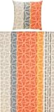 Erwin Müller Bettwäsche, Bettgarnitur Seersucker 100% Baumwolle orange-grau-gelb Größe 135x200 cm (80x80 cm) - bügelfrei, mit praktischem Reißverschluss, temperaturausgleichend (weitere Farben, Größen