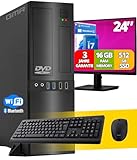 Intel Office PC Komplett 24 Zoll HD-Monitor, Tastatur und Maus | Intel i7 | 16 GB RAM | 512 GB SSD | DVD-Brenner | WiFi 600 und Bluetooth 5 | USB3 | Windows 11 Pro | 3 Jahren Garantie!