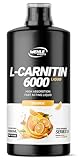 L-Carnitine 6000 Liquid (1000 ml) - Extra hochdosiert mit 6000 mg reinem L-Carnitin pro Tagesportion - Amino Workout Drink - Leckerer Geschmack - Vegan - Wehle Sports (1000ml, Orange)